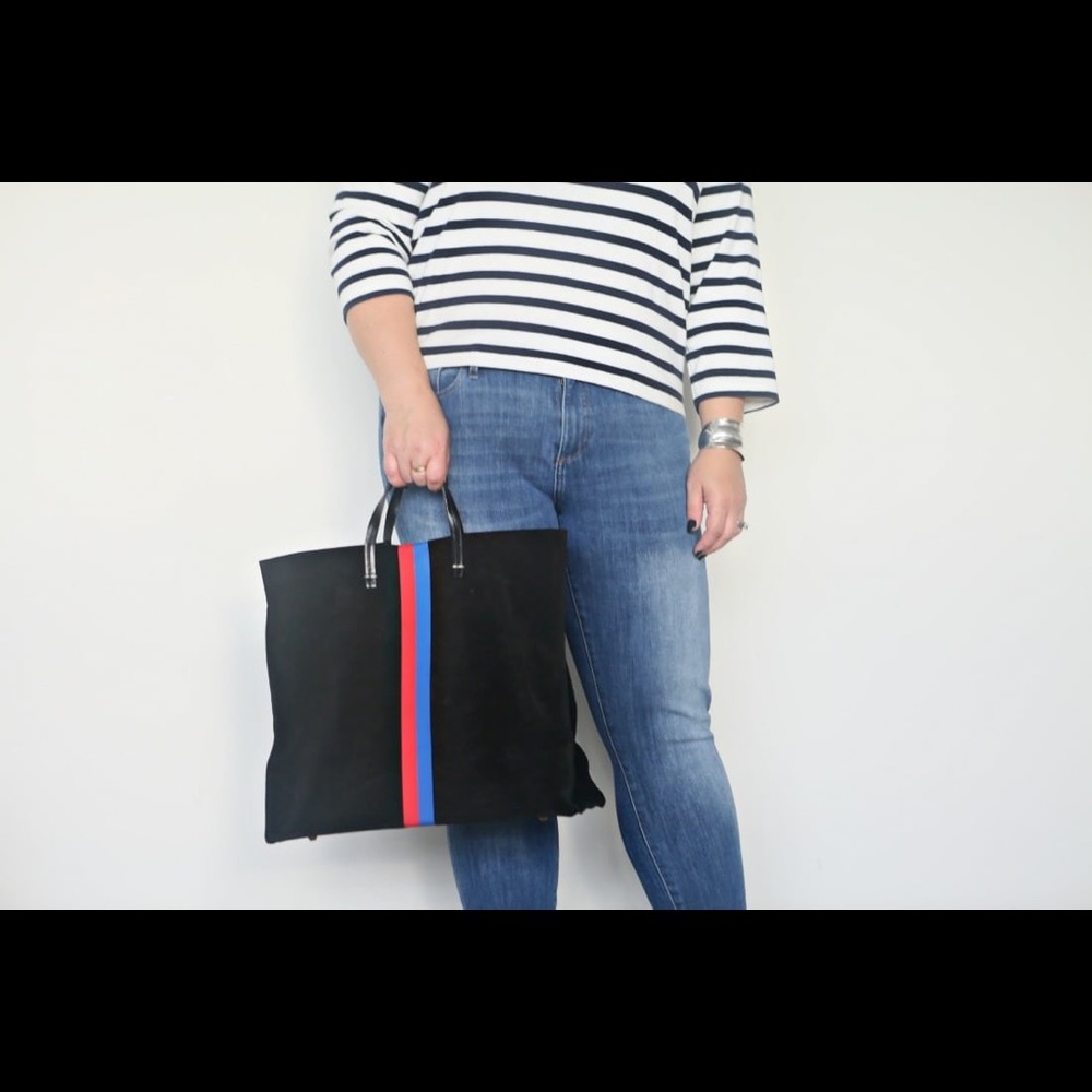 ✨Sold ✨ CLARE V. Simple Stripe Suede Tote - Picture 15 of 16